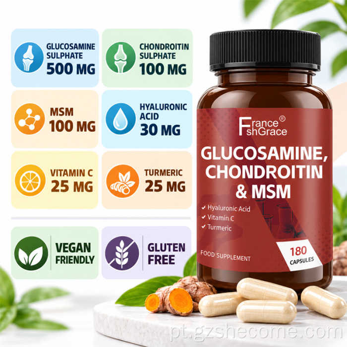 Shecome Glucosamina Condroitina MSM cápsulas Suporte para Articulações
